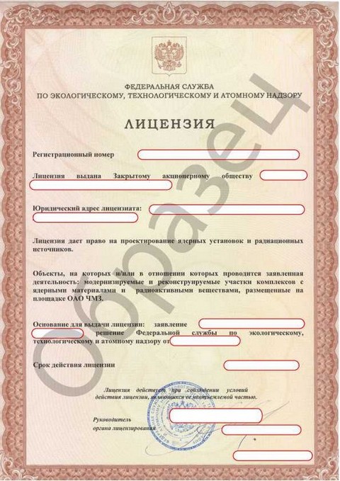 Как выглядит атомная лицензия