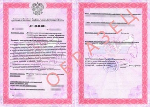 Как выглядит лицензия МЧС