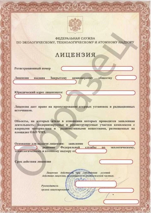 Как выглядит атомная лицензия